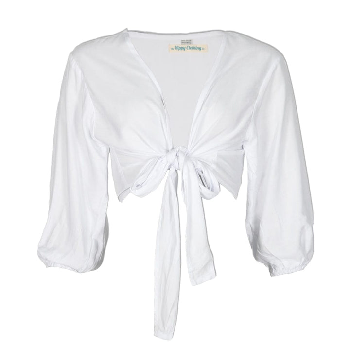 Plain Cuffed Sleeve Wrap Top