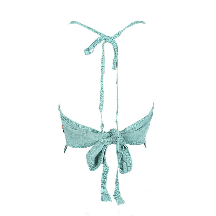 Embroidered Cropped Halter Neck Top