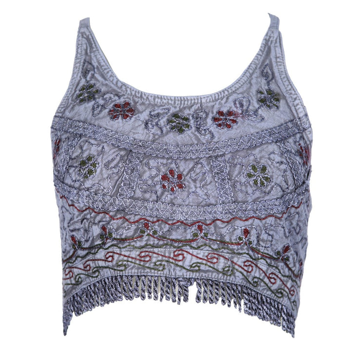 Embroidered Cropped Halter Neck Top
