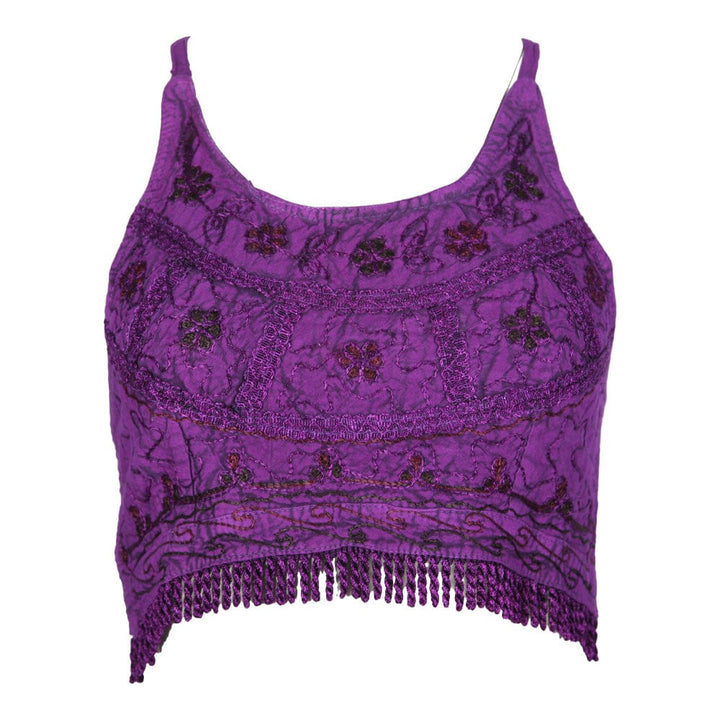 Embroidered Cropped Halter Neck Top