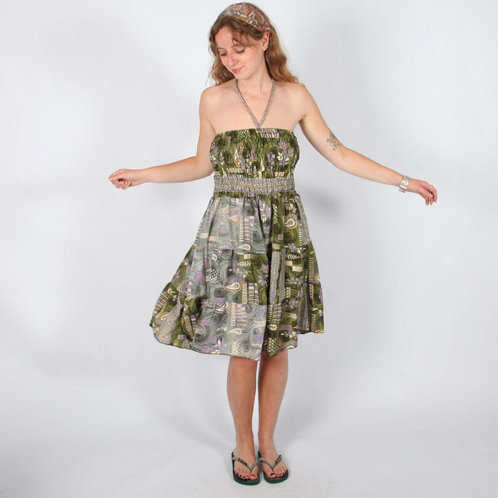 Halter Neck Recycled Sari Dress