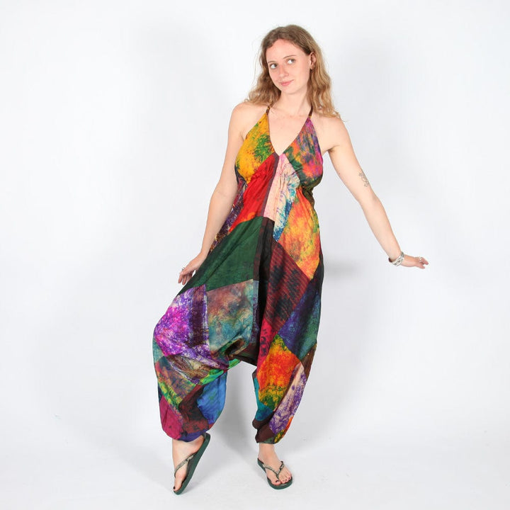 Overdyed Upcycled Sari Patchwork Harem Jumpsuit