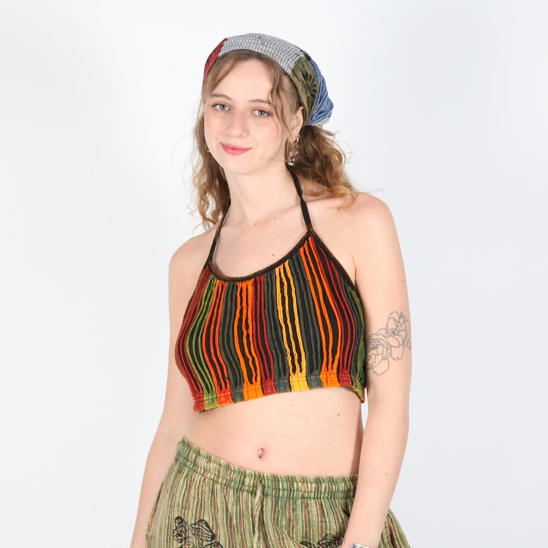 Ripped Backless Halter Top