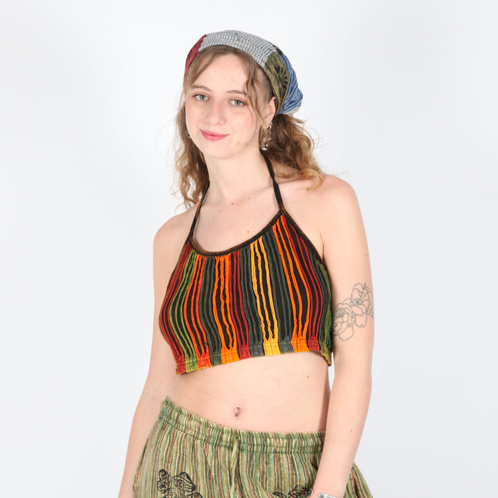 Ripped Backless Halter Top