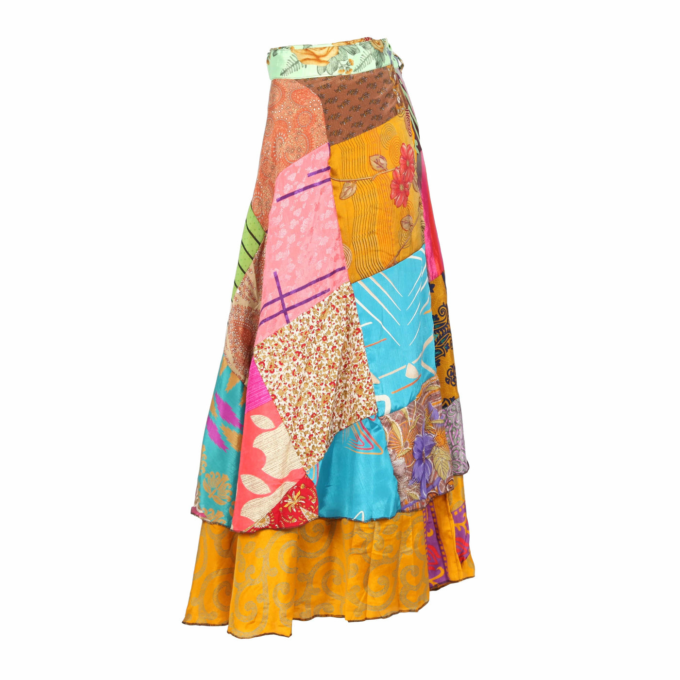 Patchwork Sari Maxi Wrap Skirt