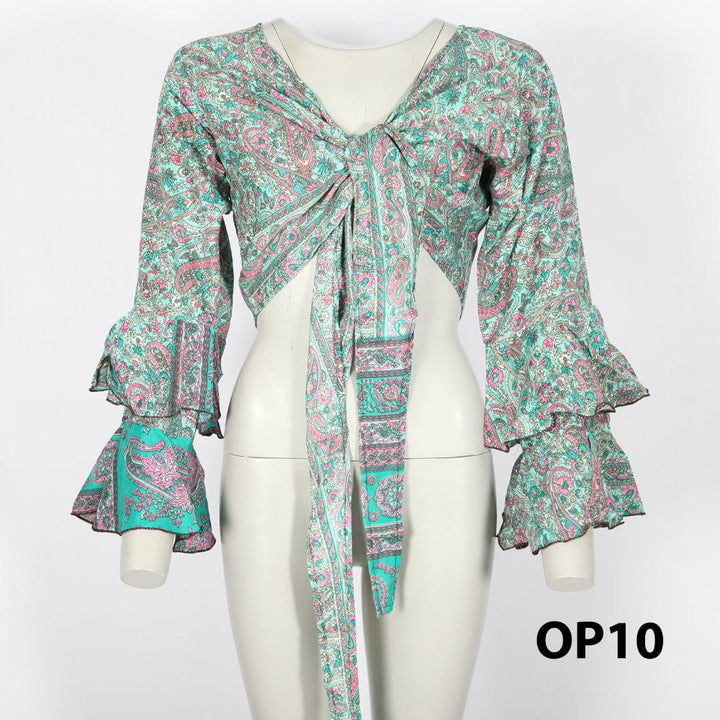 Paisley Bell Sleeve Wrap Top