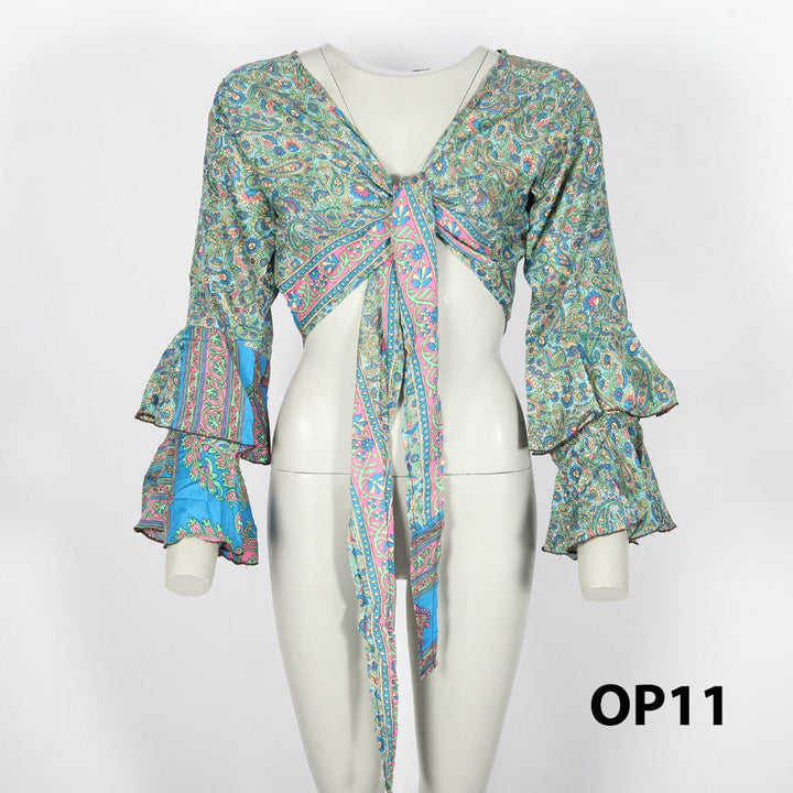 Paisley Bell Sleeve Wrap Top