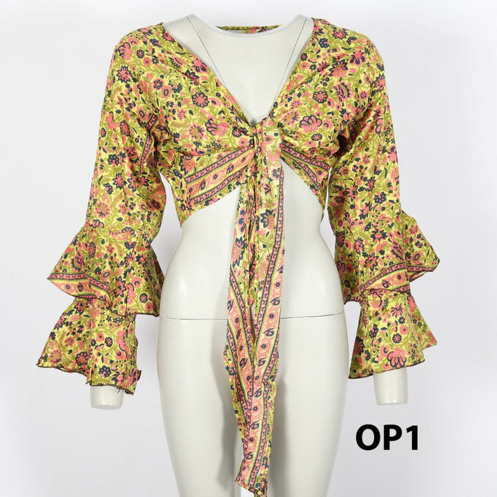 Paisley Bell Sleeve Wrap Top