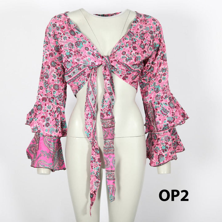 Paisley Bell Sleeve Wrap Top