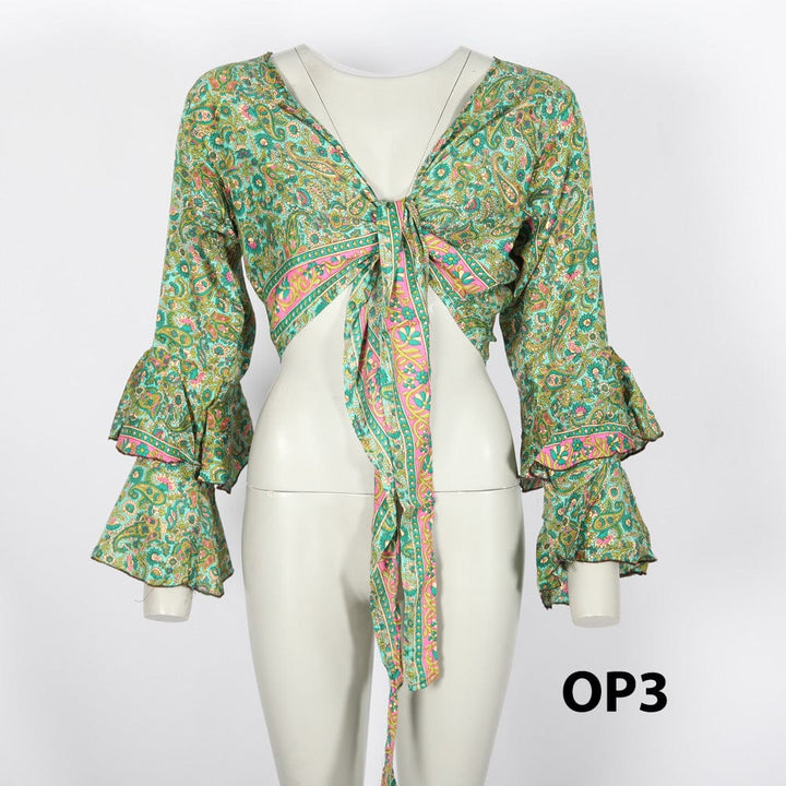 Paisley Bell Sleeve Wrap Top