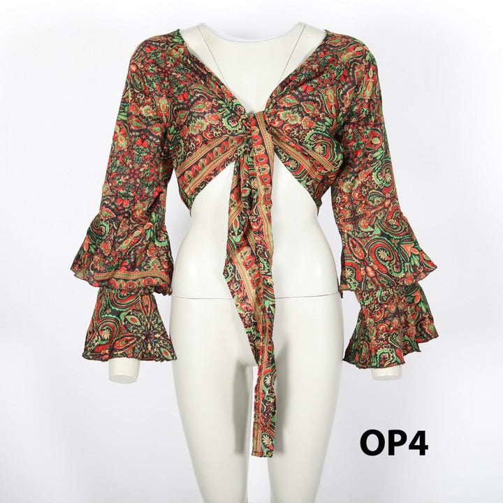 Paisley Bell Sleeve Wrap Top