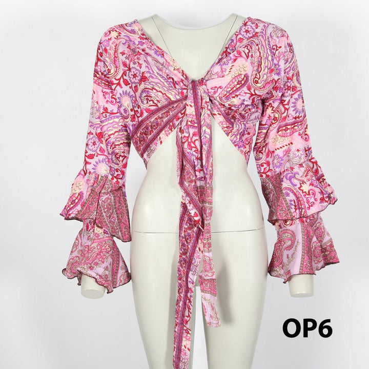 Paisley Bell Sleeve Wrap Top