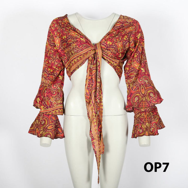 Paisley Bell Sleeve Wrap Top