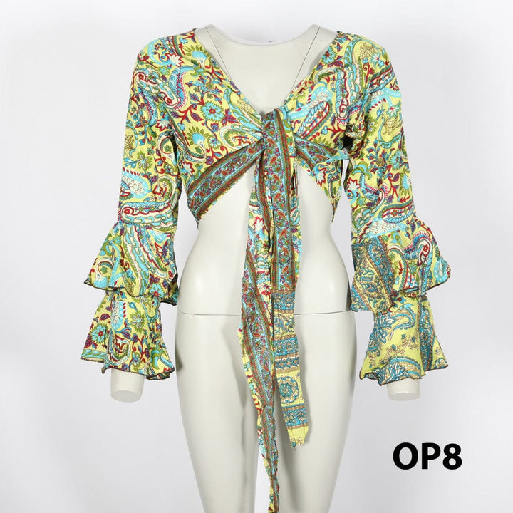 Paisley Bell Sleeve Wrap Top