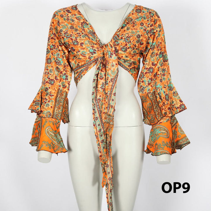 Paisley Bell Sleeve Wrap Top