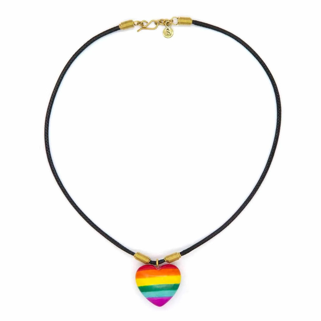 Soapstone Rainbow Heart Pendant