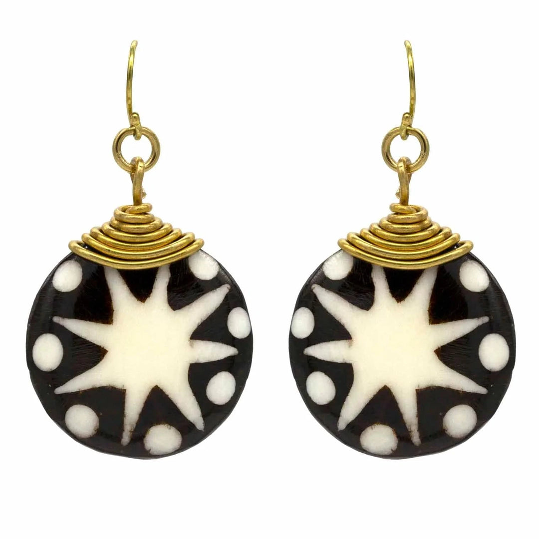 Starburst Batik Bone Earrings