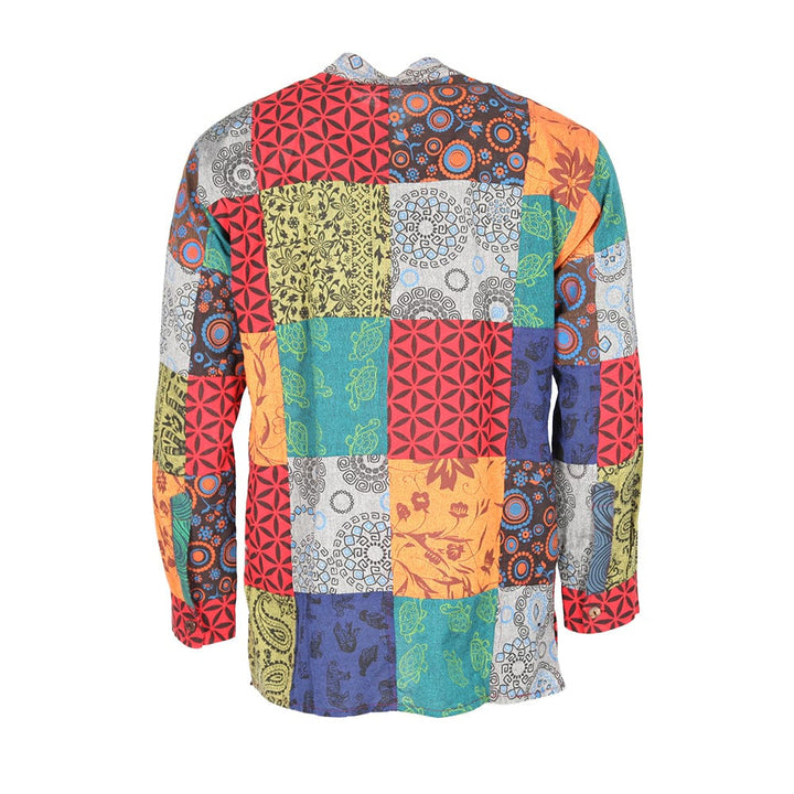 Patchwork Collarless Shirt