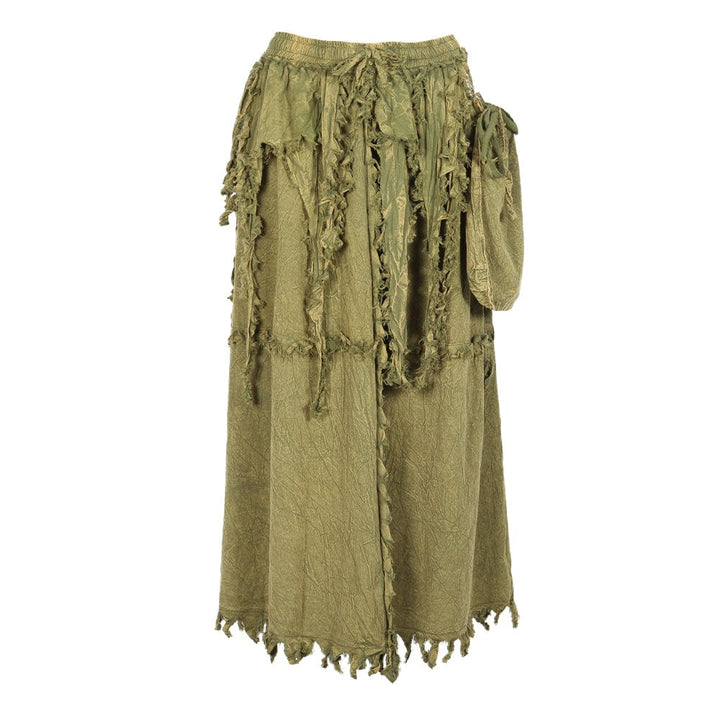 Distressed Maxi Skirt With Pouch