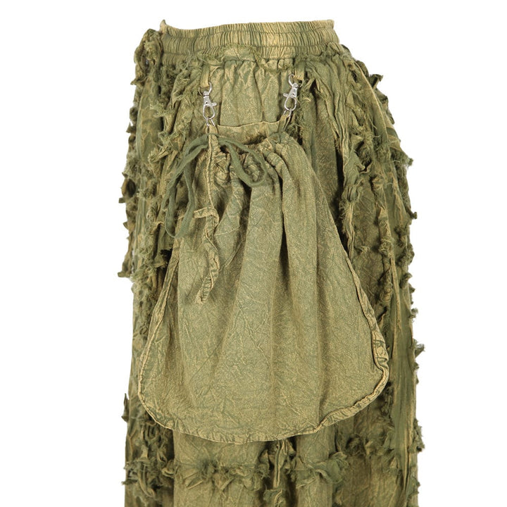 Distressed Maxi Skirt With Pouch