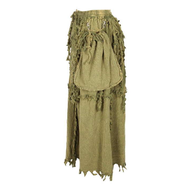 Distressed Maxi Skirt With Pouch