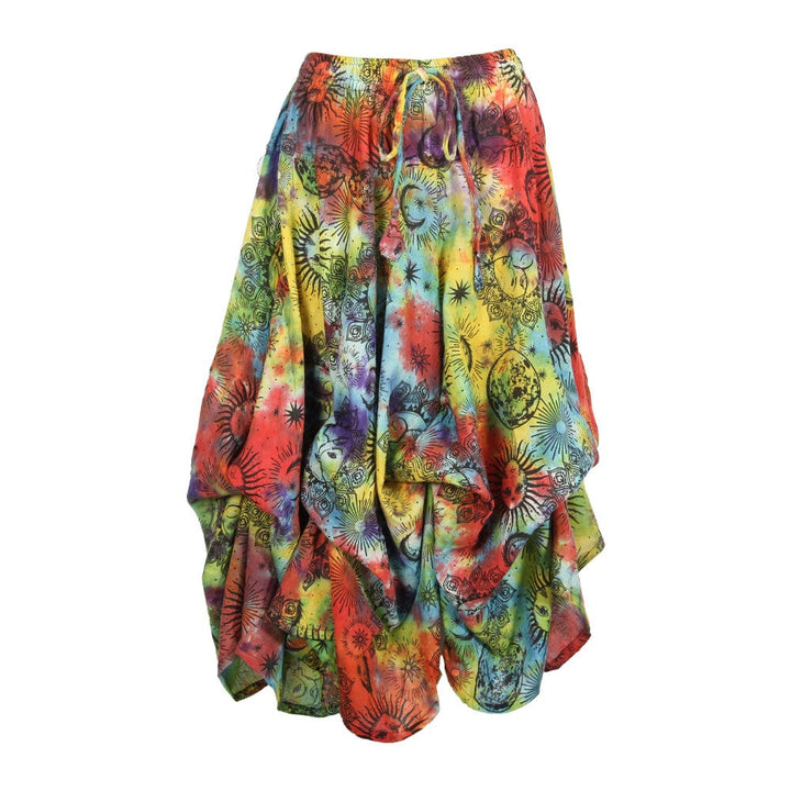 Sun & Moon Print Ruffle Skirt