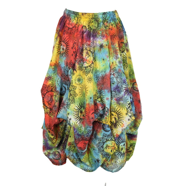 Sun & Moon Print Ruffle Skirt