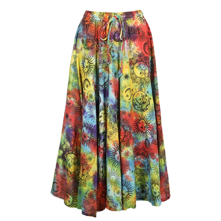 Sun & Moon Print Ruffle Skirt