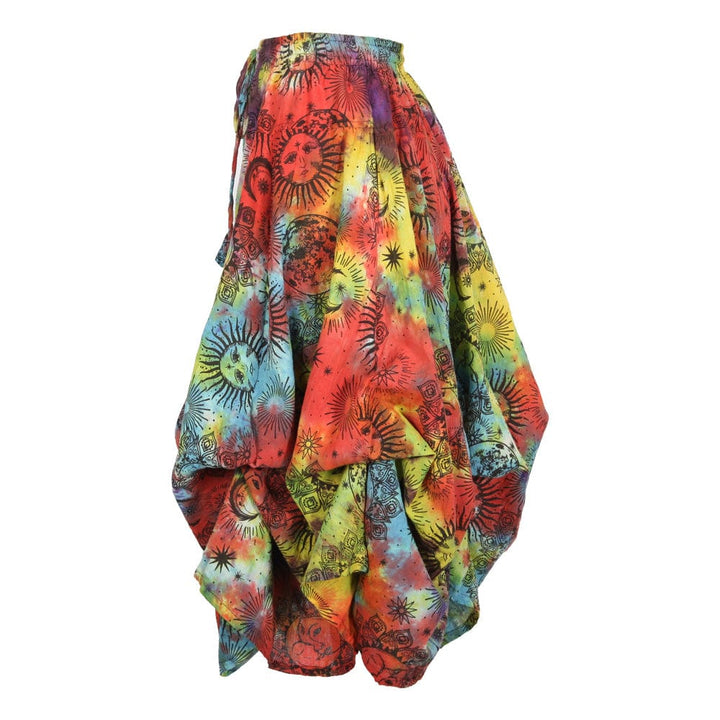 Sun & Moon Print Ruffle Skirt