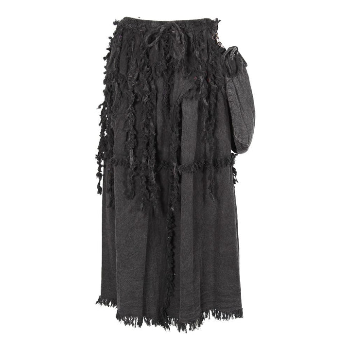 Distressed Maxi Skirt With Pouch