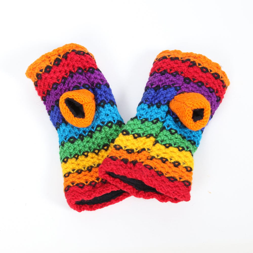 Rainbow Wool Wrist Warmers