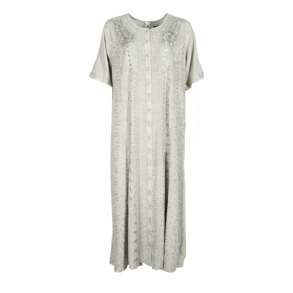 Embroidered Floral Button Through Dress  The Hippy Clothing Co.