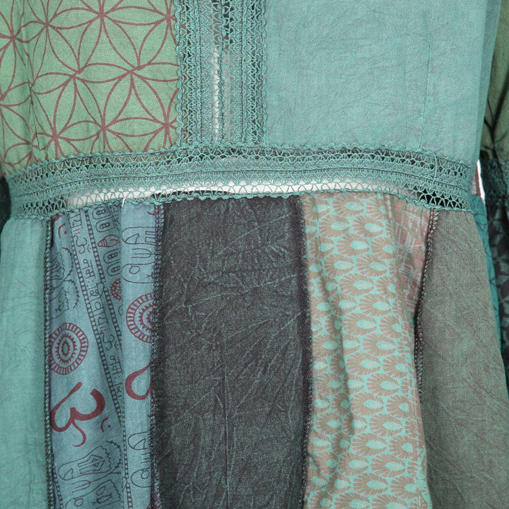 Patchwork Bell Sleeve Blouse