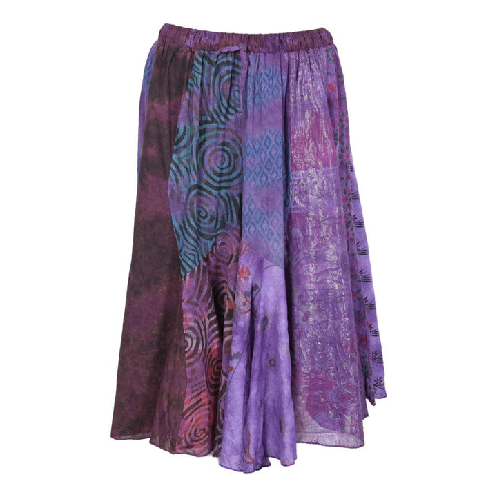 Patchwork Purple Midi Skirt