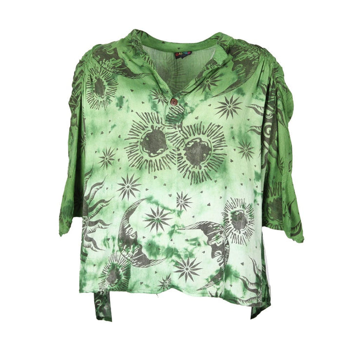 Sun & Moon Print Tie Dye Blouse