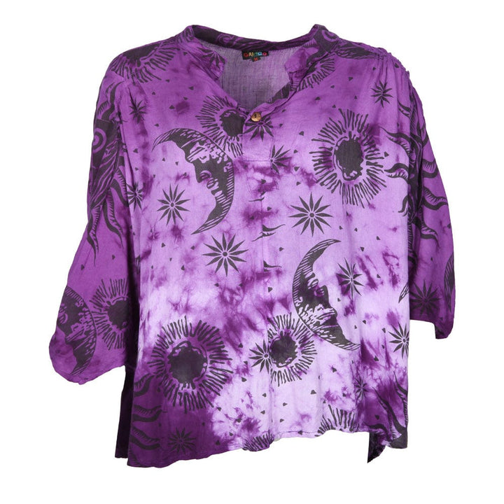 Sun & Moon Print Tie Dye Blouse