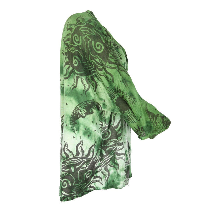 Sun & Moon Print Tie Dye Blouse