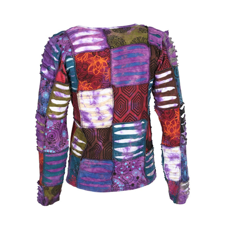 Purple Slash Patchwork Long Sleeve T-Shirt