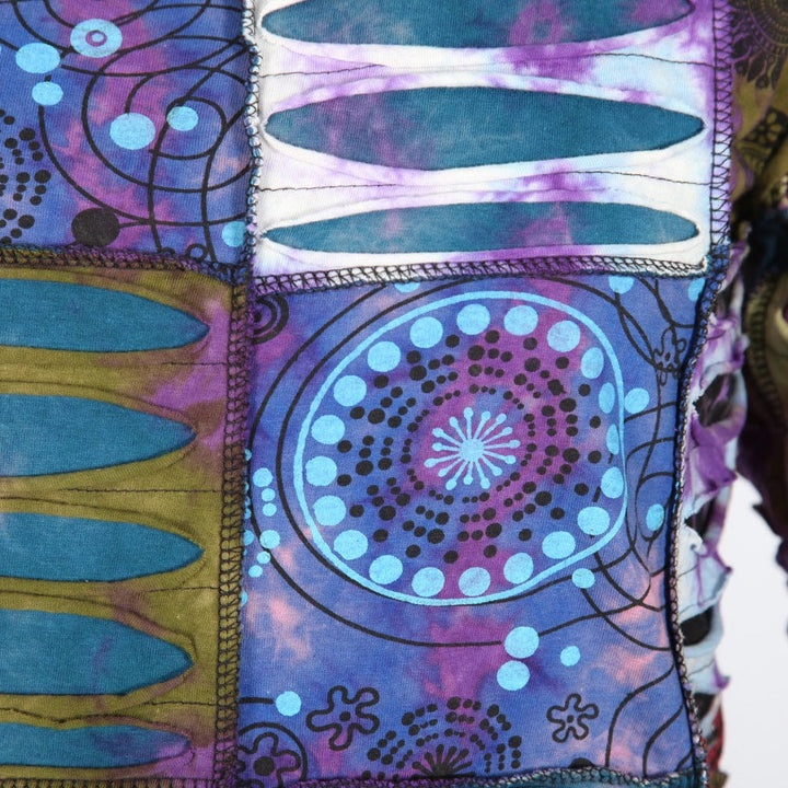 Purple Slash Patchwork Long Sleeve T-Shirt