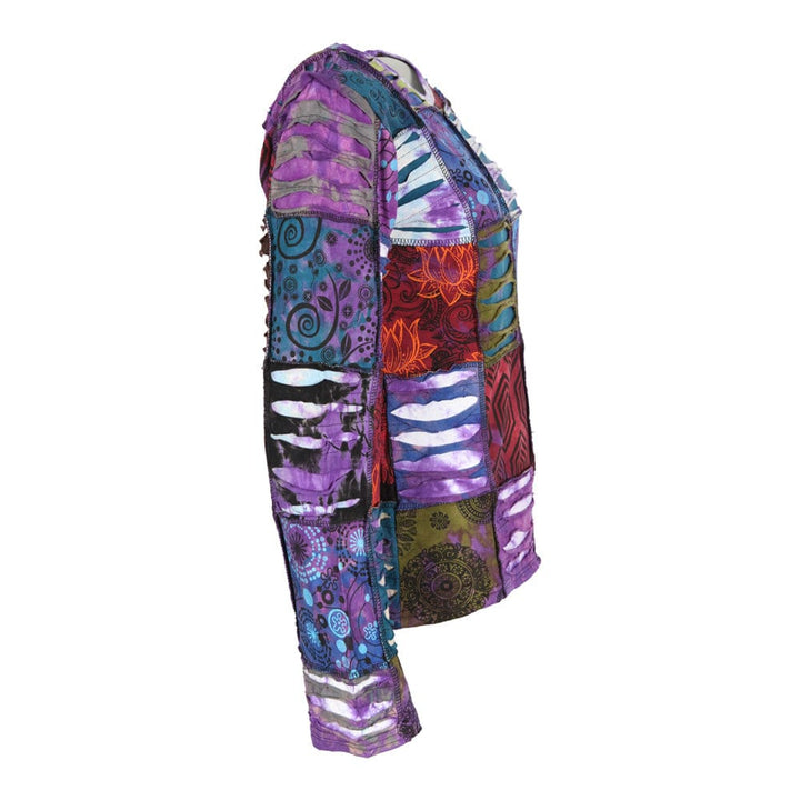 Purple Slash Patchwork Long Sleeve T-Shirt