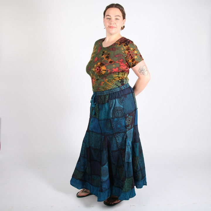 Patterned Patchwork Floaty Maxi Skirt