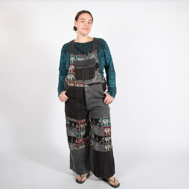 Elephant Patchwork Dungarees