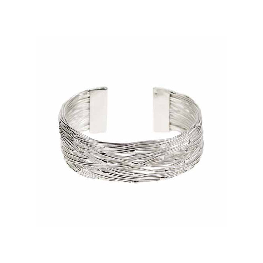 Metal bangle layered, silver colour