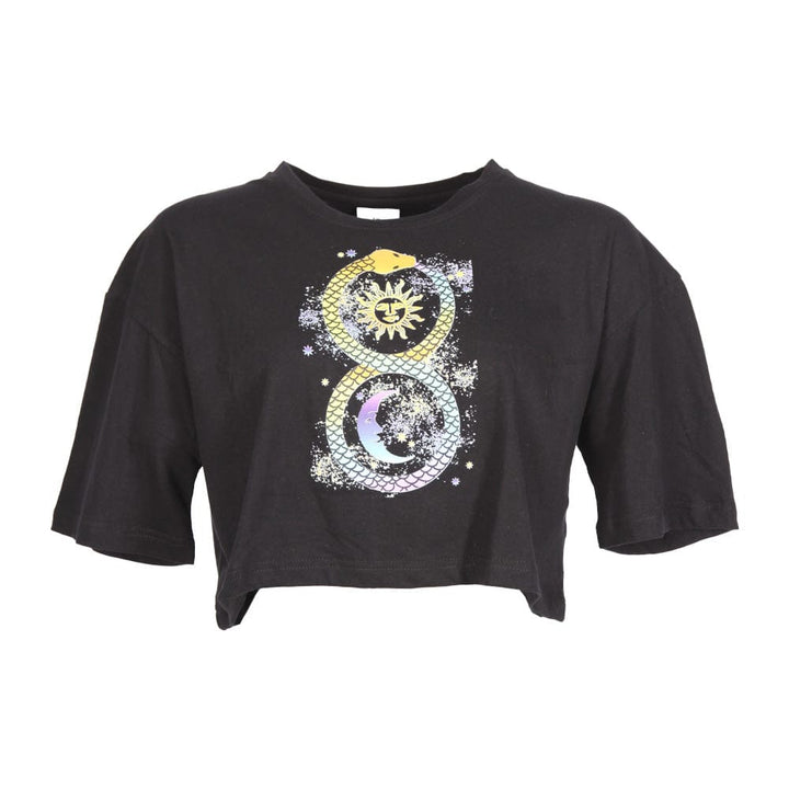 Printed Short Sleeve Crop Top