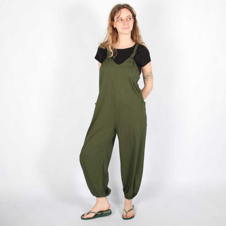Plain Cotton Harem Jumpsuit