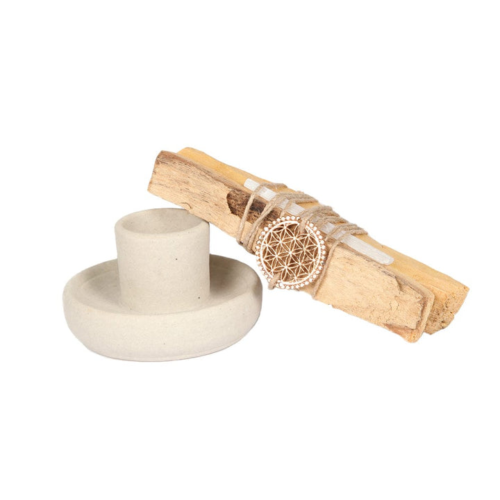 Smudge Starter Kit - Palo Santo Sticks, Selenite Wand & Ceramic Holder