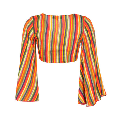Rainbow Stripe Wrap Top
