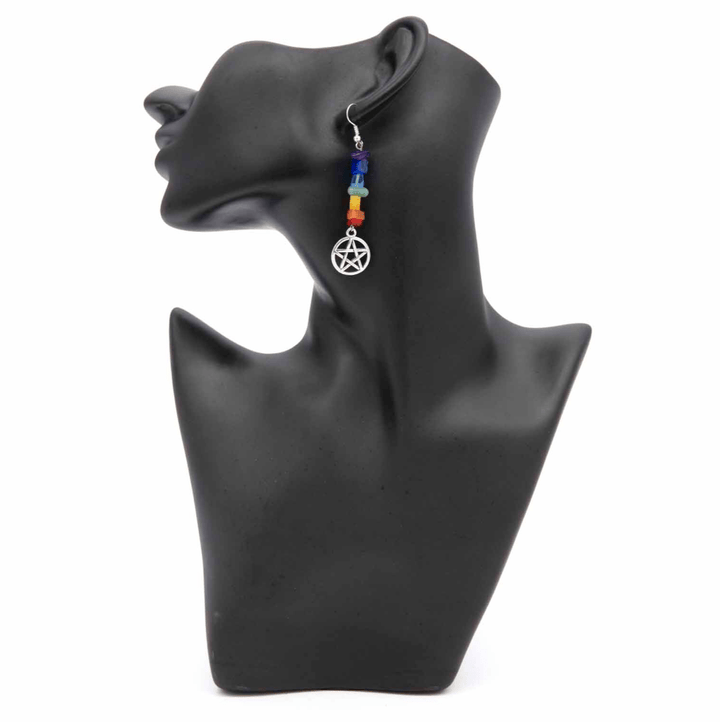Chakra Pentacle Earrings