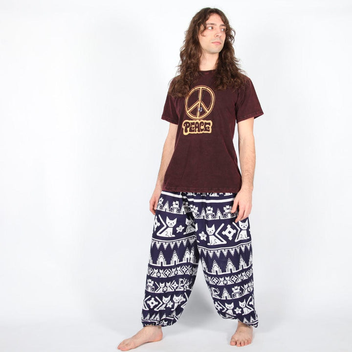 Men's Cat Print Harem Trousers