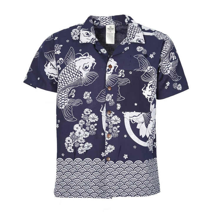 Thai Koi Print Cotton Shirt